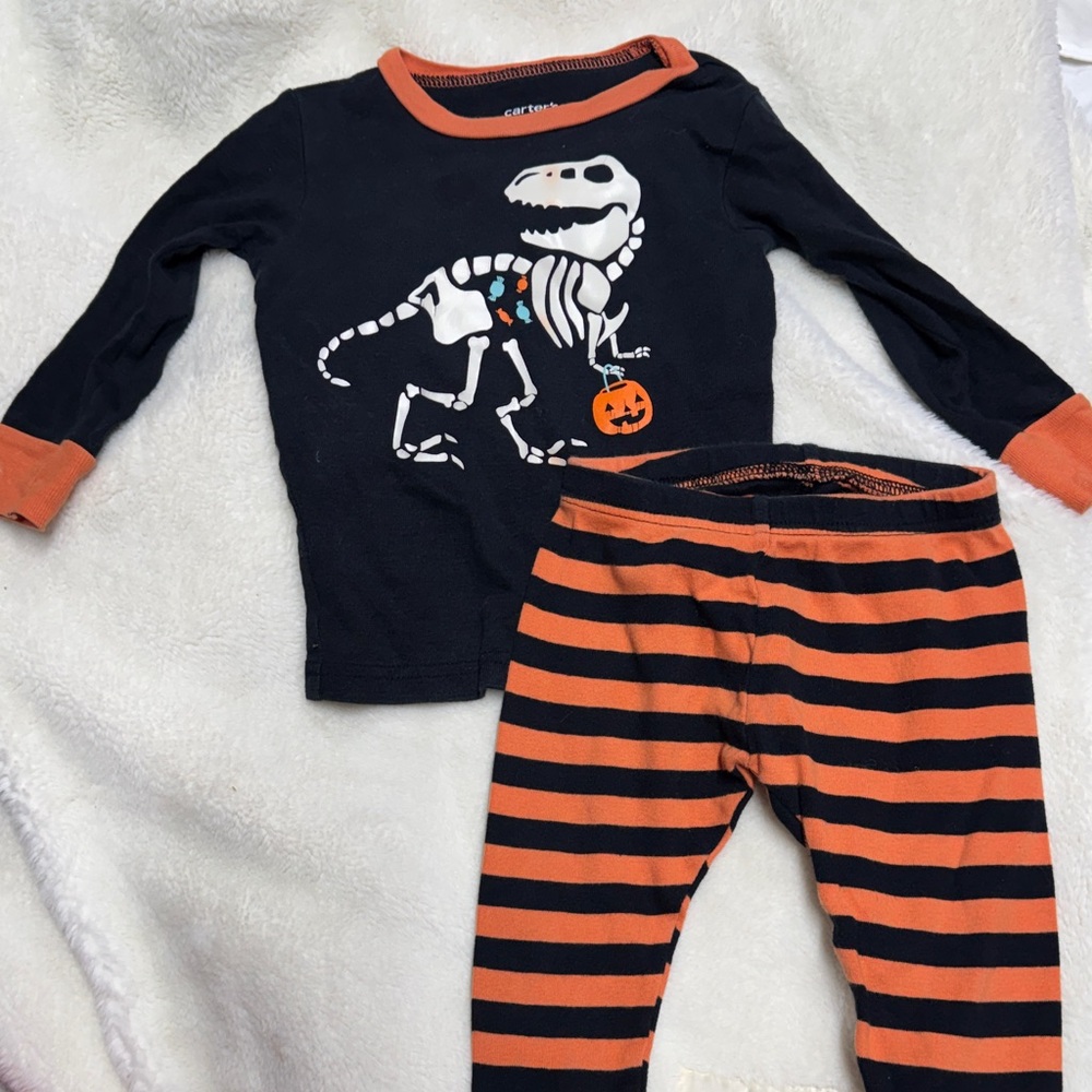 Carter's Black and Orange Dinosaur Pajama Set